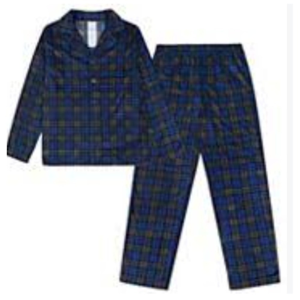 Jellyfish kids 2 pc green and blue plaid pajama set size XS 4/5 NEW